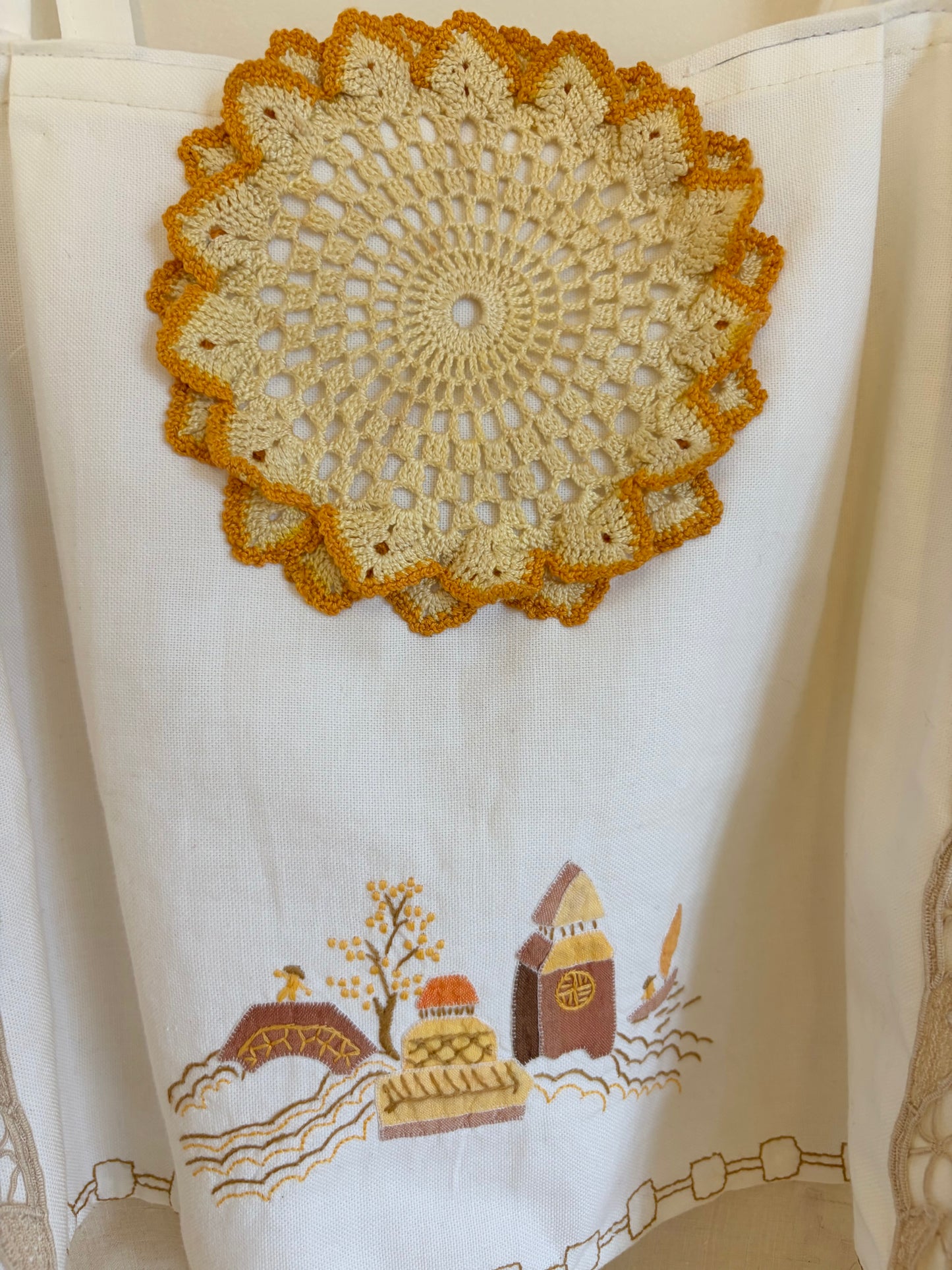spring orange detail doily top
