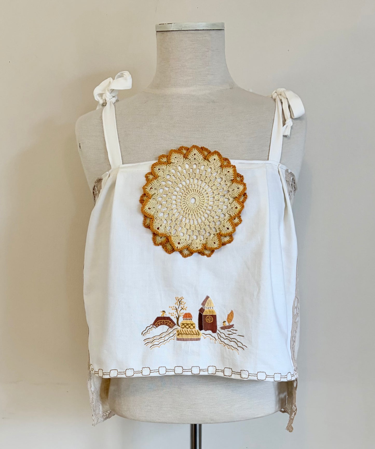 spring orange detail doily top